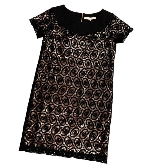 3.1 Phillip Lim mini cocktail dress black lace gold sequins 4 short sleeve - Picture 10 of 16